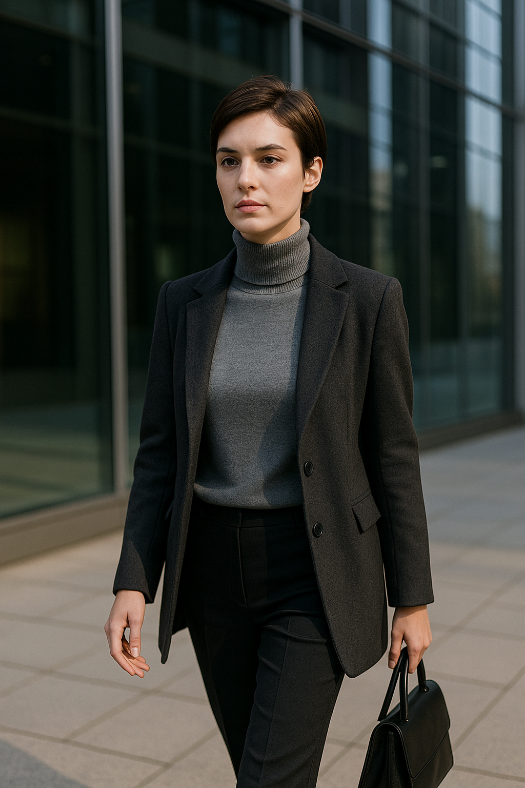 Blusa de Punto de Cuello Alto Versátil