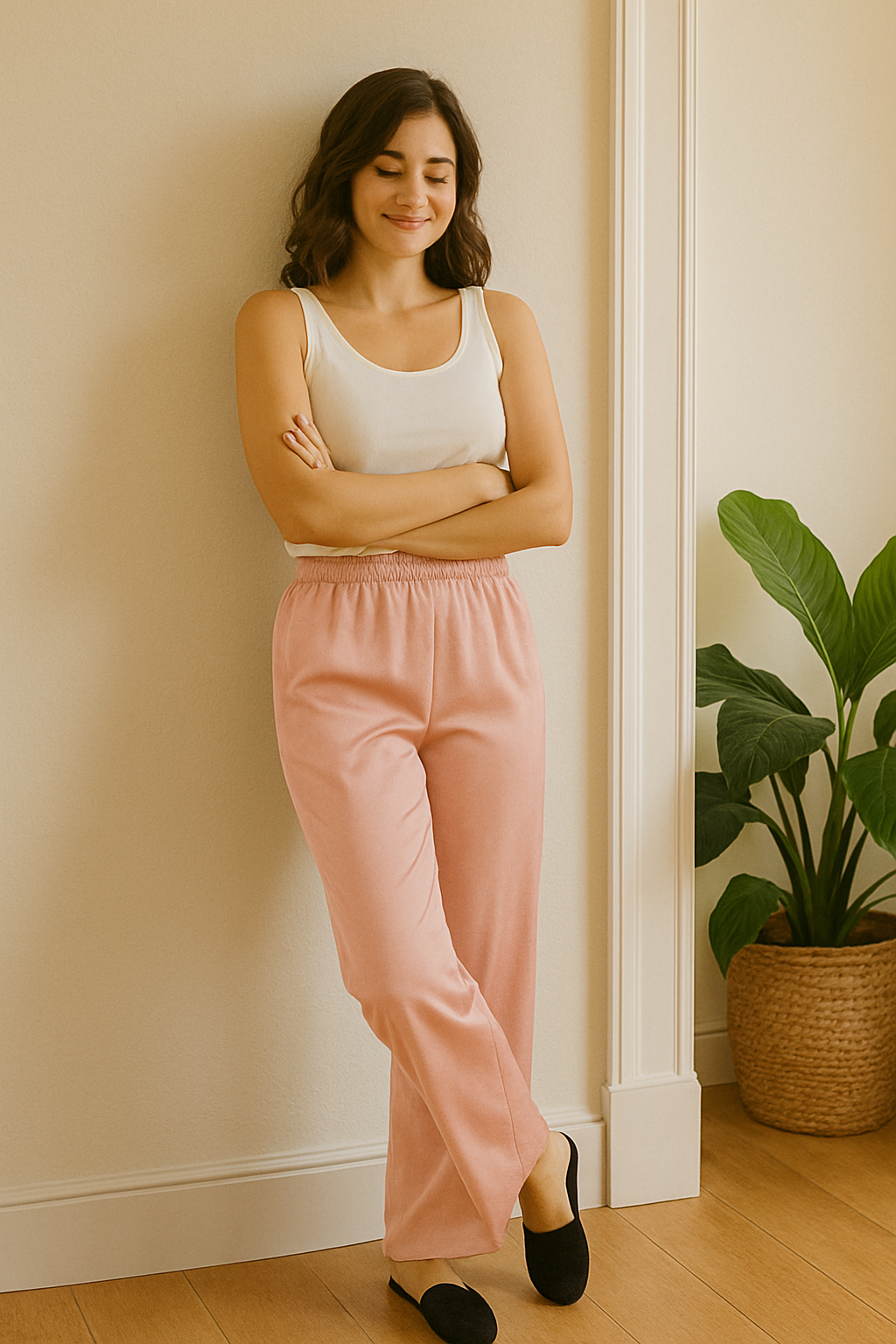 Pantalón de dormir fino de satén sintético