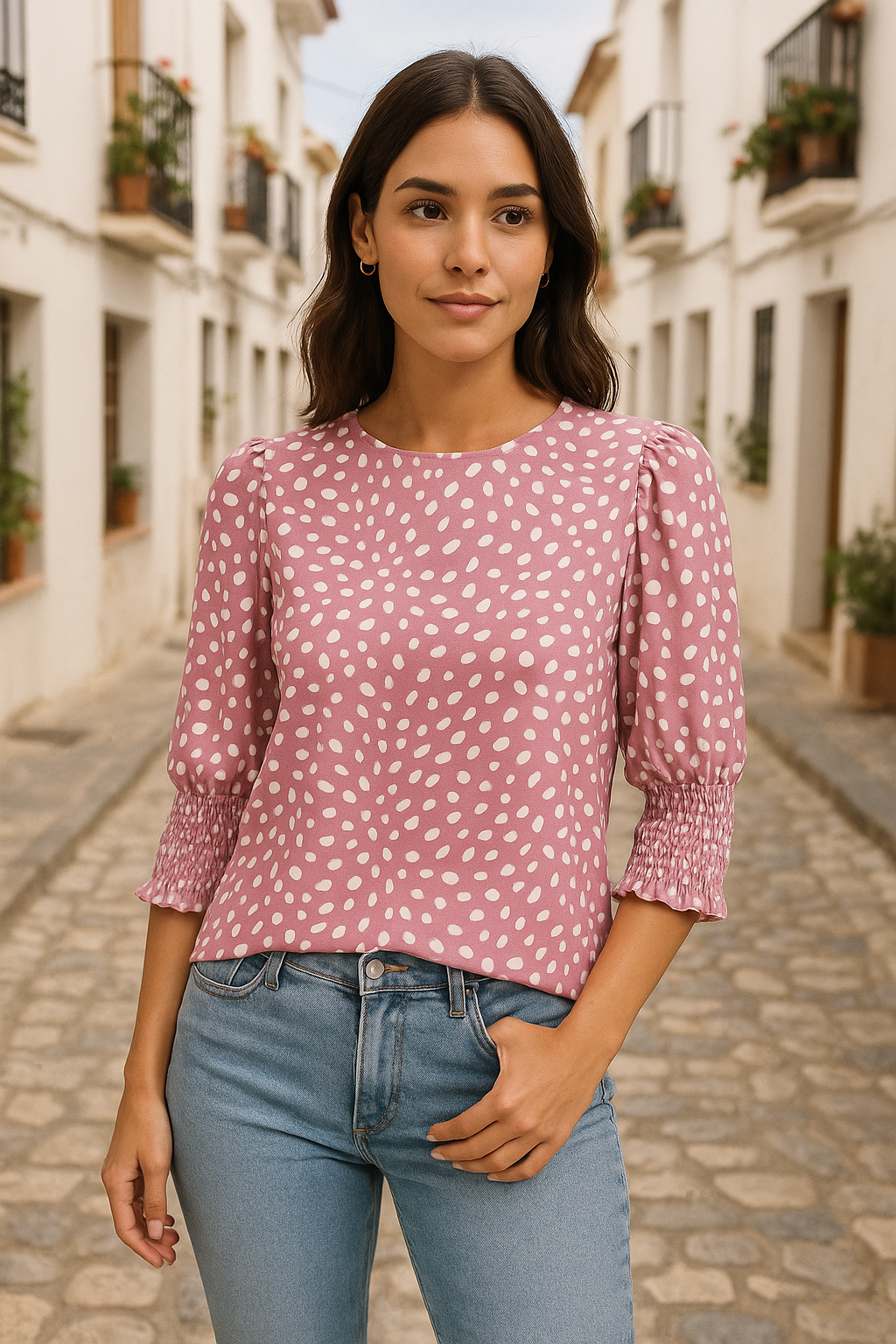 Blusa de Manga 3/4 con Estampado