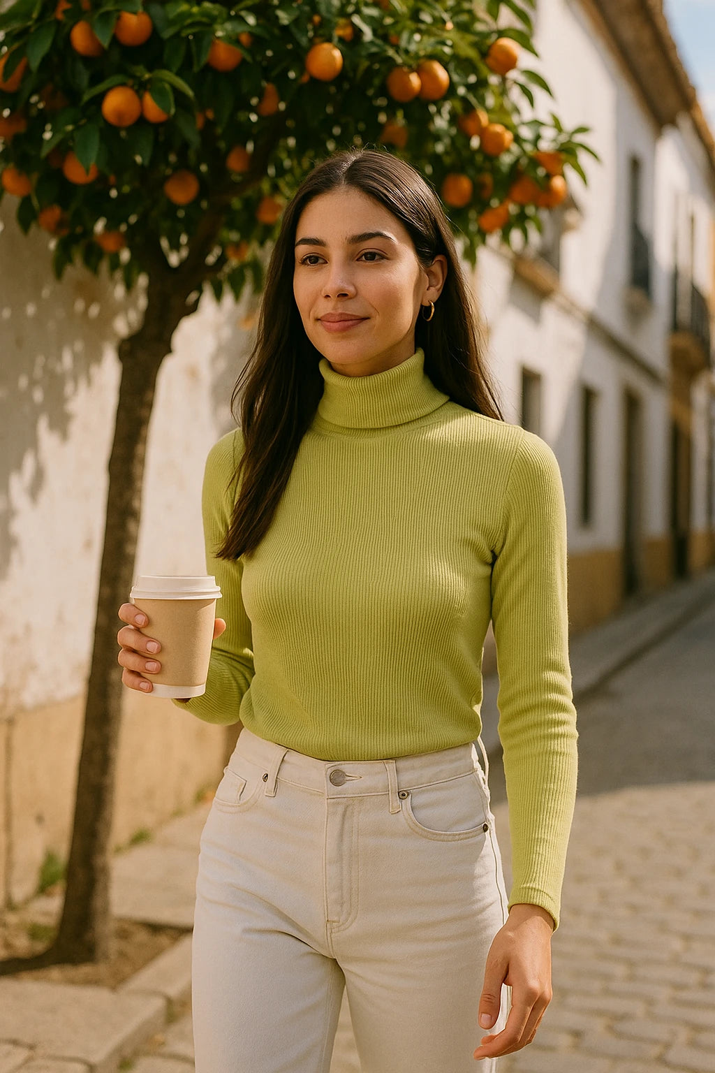 Blusa de Punto de Cuello Alto para Mujer