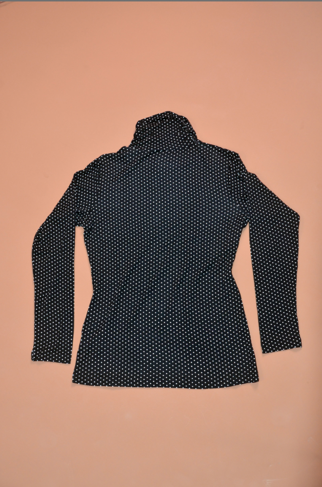 Blusa de Cuello Alto Estampado de Puntos - Top Largo Manga para Capa