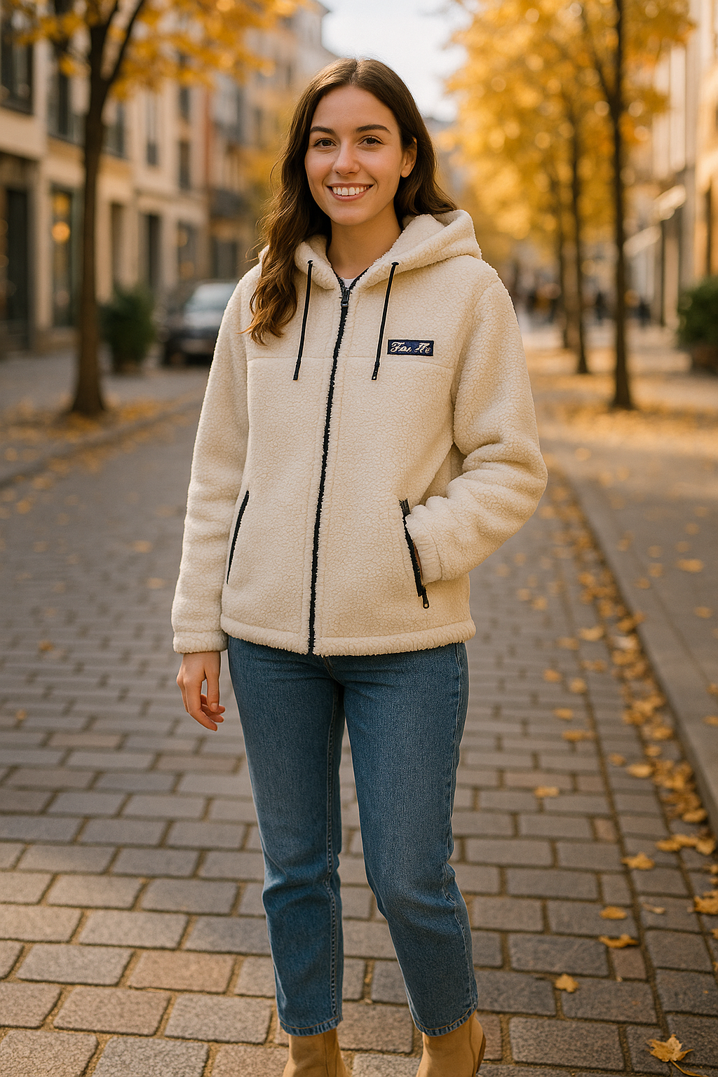 Chaqueta Polar Sherpa con Capucha