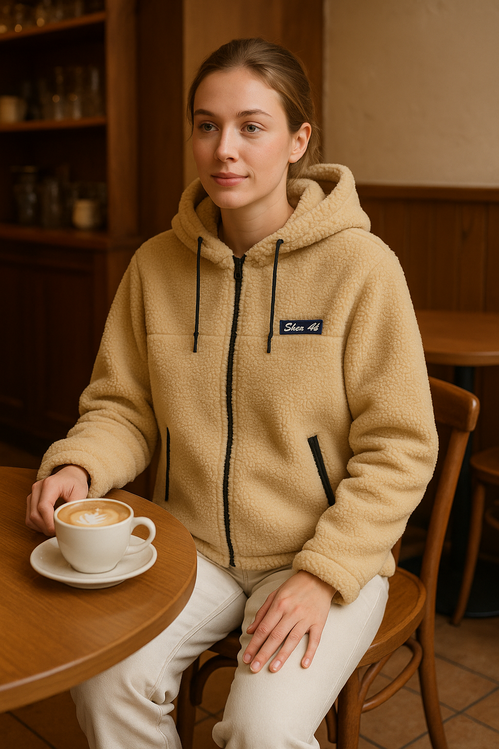 Chaqueta Polar Sherpa con Capucha