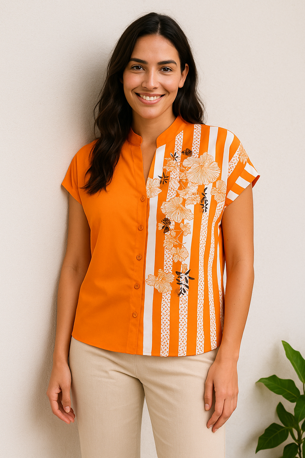 Camisa Casual con Estampado Floral