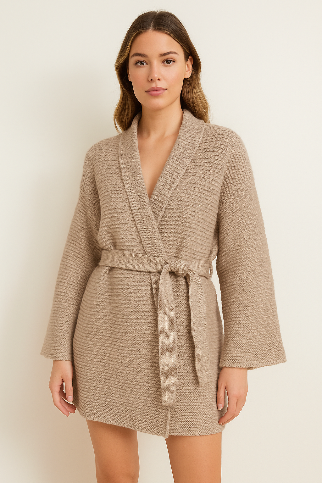 Chaqueta de Punto para Mujer - Abrigo Kimono con Cinturón