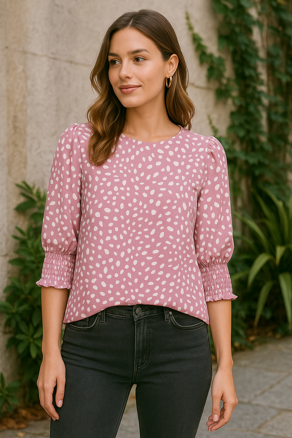 Blusa de Manga 3/4 con Estampado