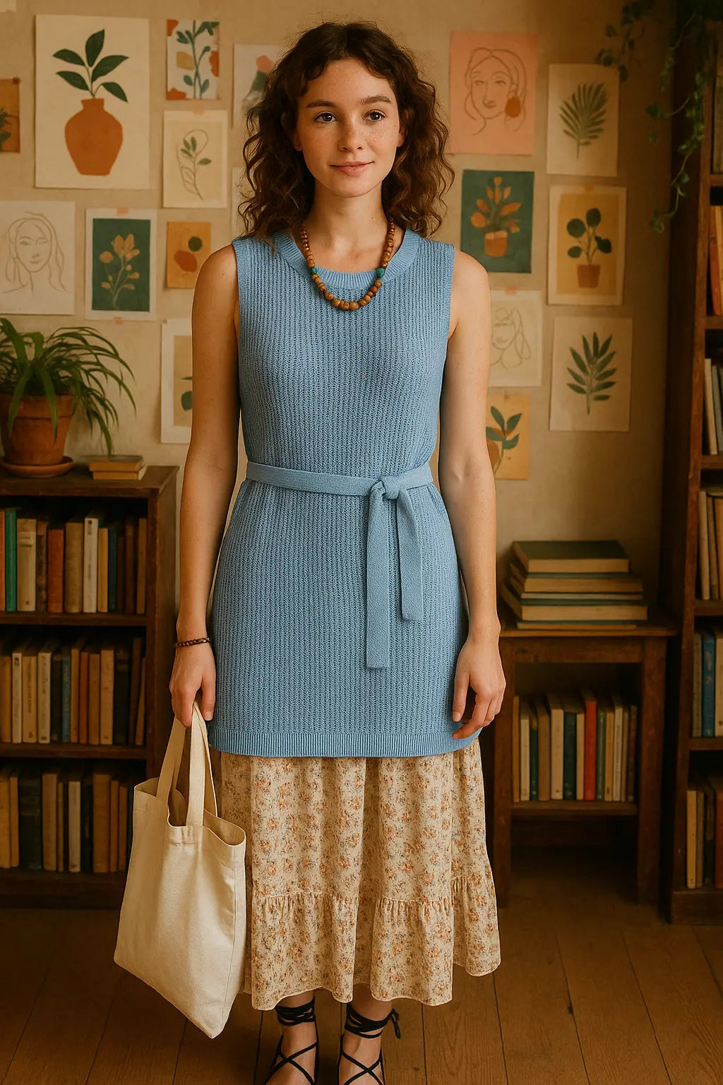 Vestido Sin Mangas de Tejido | Estilo Minimalista con Cinturón